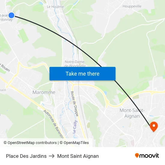 Place Des Jardins to Mont Saint Aignan map