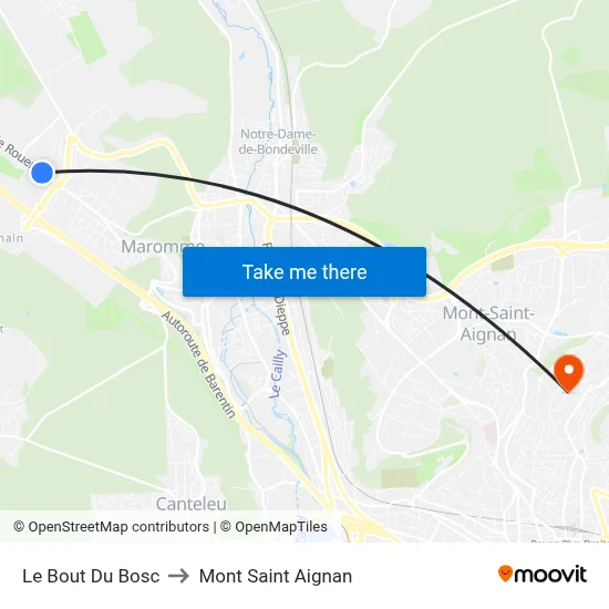 Le Bout Du Bosc to Mont Saint Aignan map