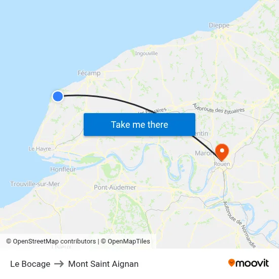 Le Bocage to Mont Saint Aignan map