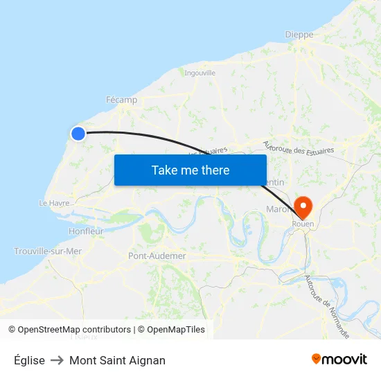 Église to Mont Saint Aignan map