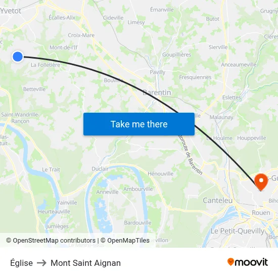 Église to Mont Saint Aignan map
