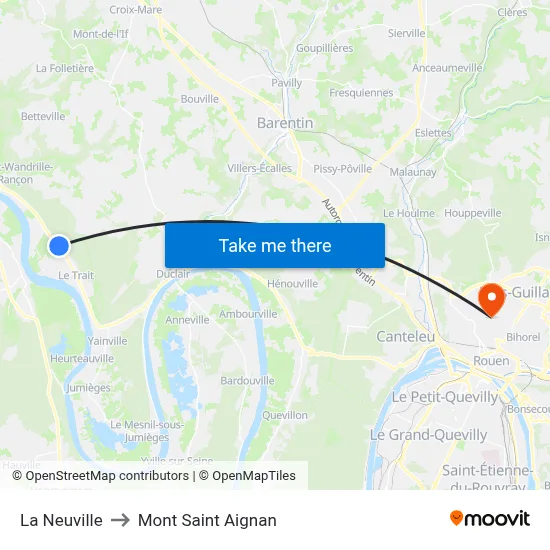La Neuville to Mont Saint Aignan map