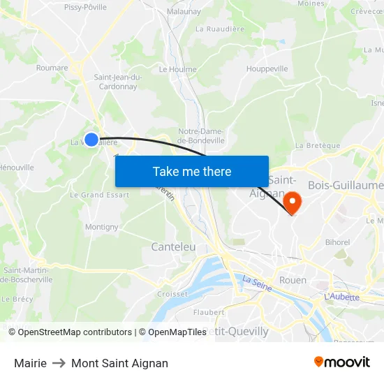 Mairie to Mont Saint Aignan map