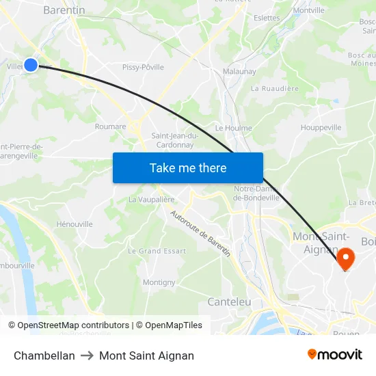 Chambellan to Mont Saint Aignan map