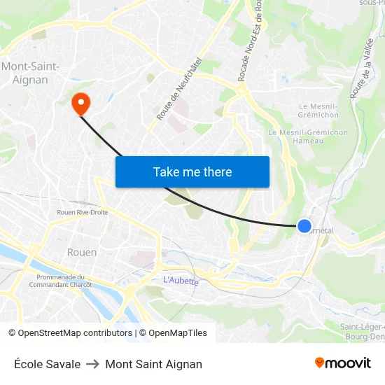 École Savale to Mont Saint Aignan map
