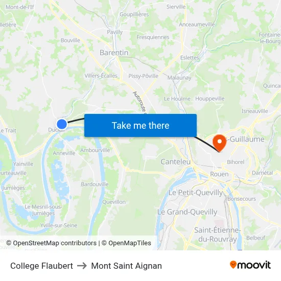 College Flaubert to Mont Saint Aignan map