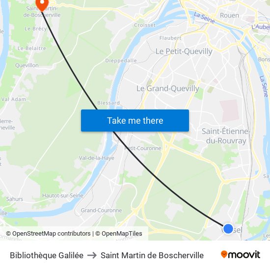 Bibliothèque Galilée to Saint Martin de Boscherville map