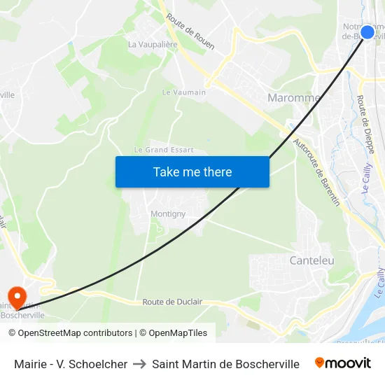 Mairie - V. Schoelcher to Saint Martin de Boscherville map
