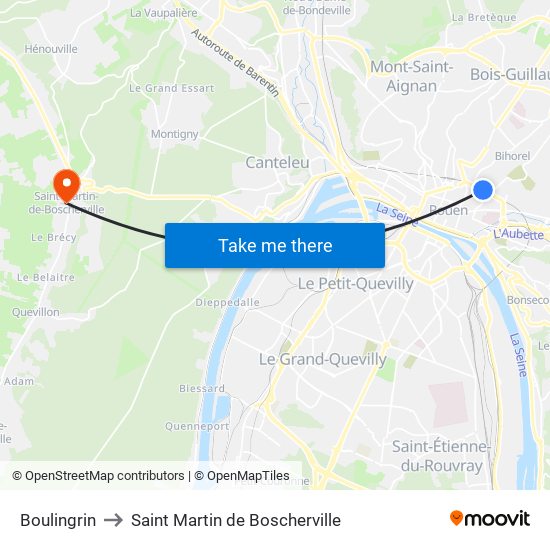 Boulingrin to Saint Martin de Boscherville map