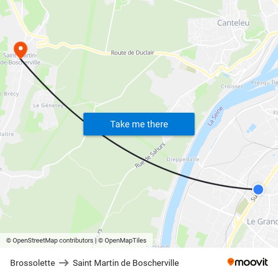 Brossolette to Saint Martin de Boscherville map