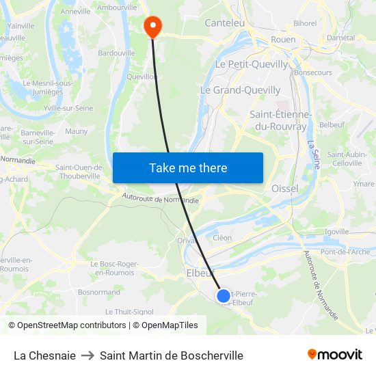 La Chesnaie to Saint Martin de Boscherville map