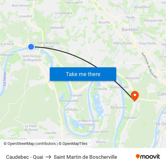 Caudebec - Quai to Saint Martin de Boscherville map