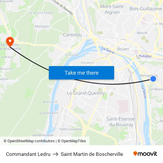 Commandant Ledru to Saint Martin de Boscherville map