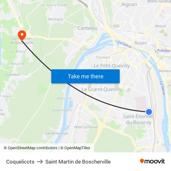 Coquelicots to Saint Martin de Boscherville map