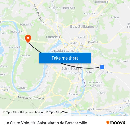 La Claire Voie to Saint Martin de Boscherville map