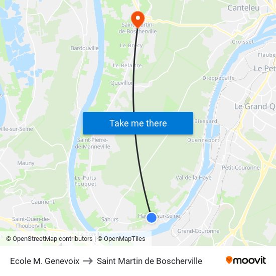 Ecole M. Genevoix to Saint Martin de Boscherville map