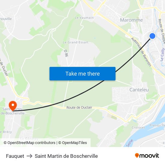 Fauquet to Saint Martin de Boscherville map