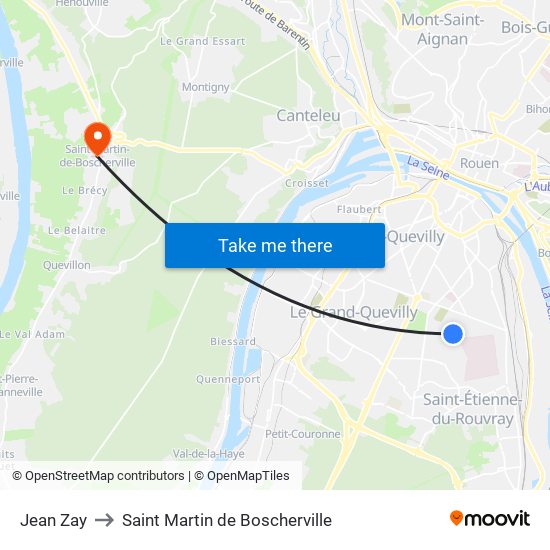 Jean Zay to Saint Martin de Boscherville map