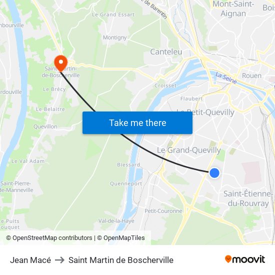 Jean Macé to Saint Martin de Boscherville map