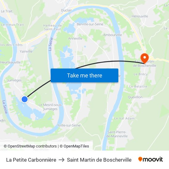 La Petite Carbonnière to Saint Martin de Boscherville map