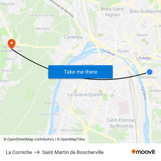 La Corniche to Saint Martin de Boscherville map