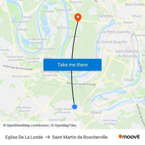 Eglise De La Londe to Saint Martin de Boscherville map