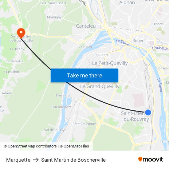 Marquette to Saint Martin de Boscherville map