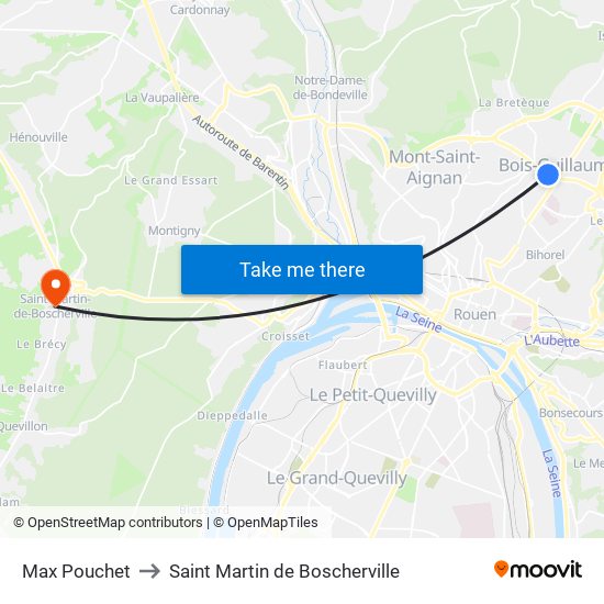 Max Pouchet to Saint Martin de Boscherville map