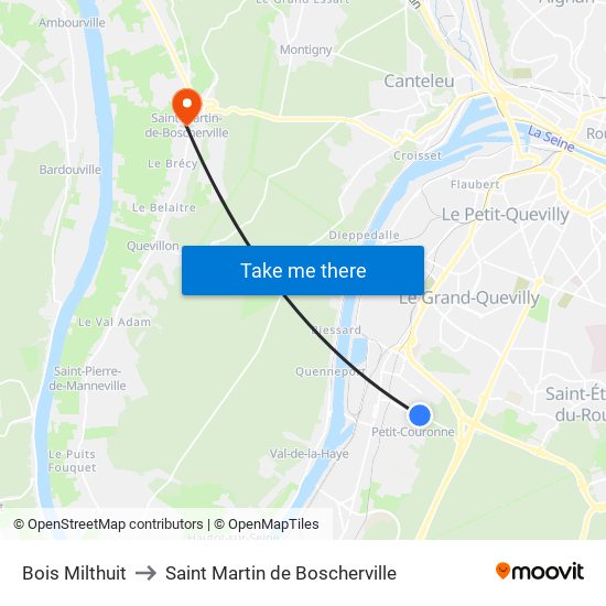 Bois Milthuit to Saint Martin de Boscherville map