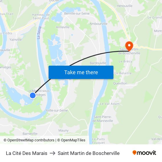 La Cité Des Marais to Saint Martin de Boscherville map