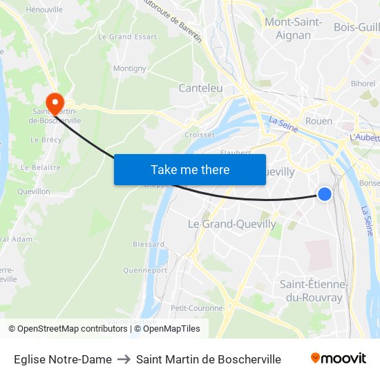 Eglise Notre-Dame to Saint Martin de Boscherville map