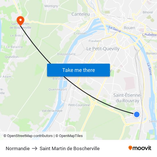 Normandie to Saint Martin de Boscherville map