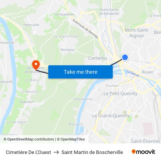 Cimetière De L'Ouest to Saint Martin de Boscherville map