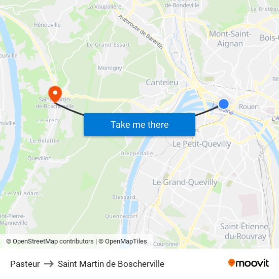 Pasteur to Saint Martin de Boscherville map