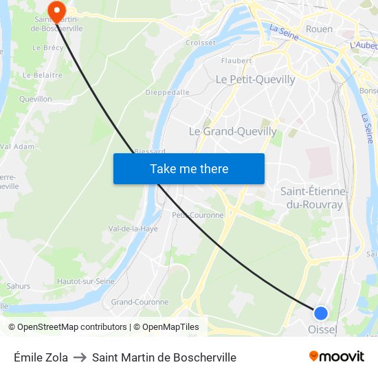 Émile Zola to Saint Martin de Boscherville map