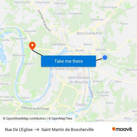 Rue De L'Eglise to Saint Martin de Boscherville map