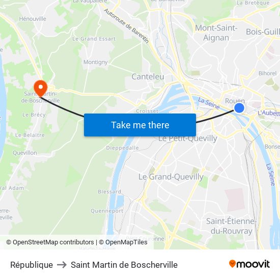 République to Saint Martin de Boscherville map