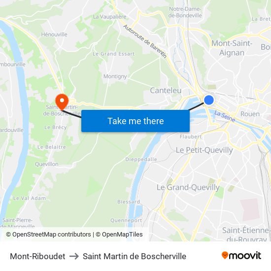 Mont-Riboudet to Saint Martin de Boscherville map