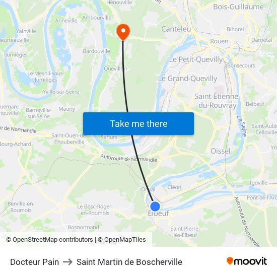 Docteur Pain to Saint Martin de Boscherville map