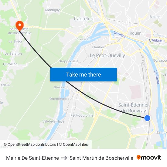 Mairie De Saint-Etienne to Saint Martin de Boscherville map