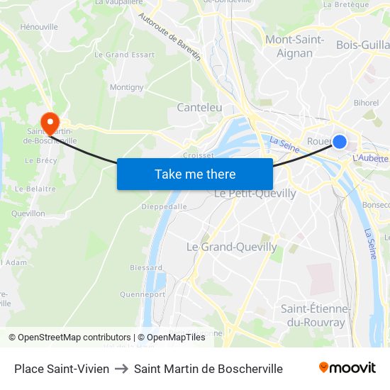 Place Saint-Vivien to Saint Martin de Boscherville map