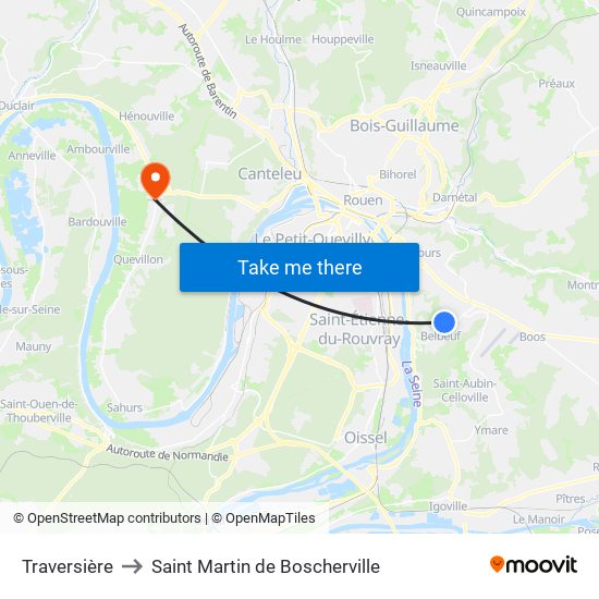 Traversière to Saint Martin de Boscherville map