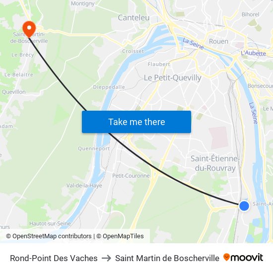 Rond-Point Des Vaches to Saint Martin de Boscherville map