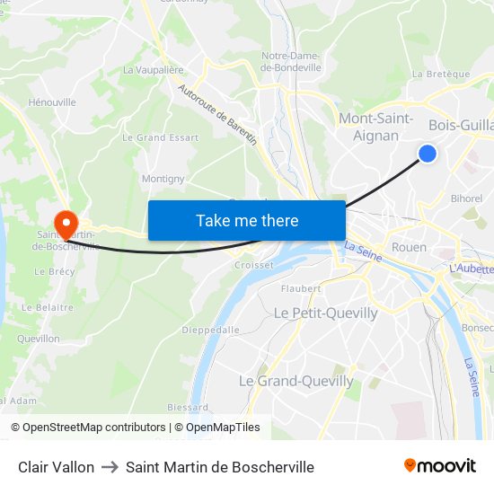 Clair Vallon to Saint Martin de Boscherville map