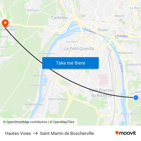 Hautes Voies to Saint Martin de Boscherville map