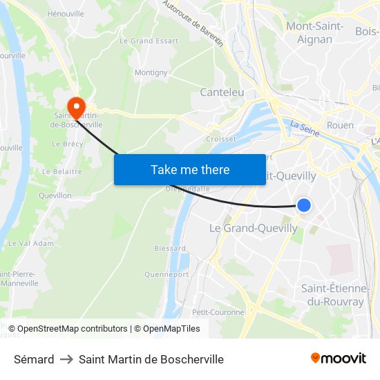 Sémard to Saint Martin de Boscherville map