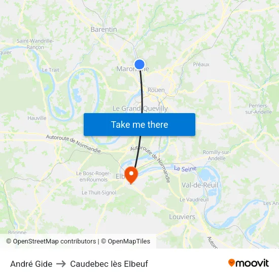 André Gide to Caudebec lès Elbeuf map