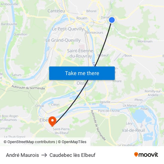 André Maurois to Caudebec lès Elbeuf map