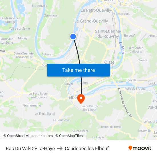 Bac Du Val-De-La-Haye to Caudebec lès Elbeuf map