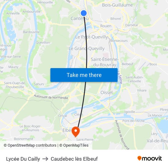 Lycée Du Cailly to Caudebec lès Elbeuf map